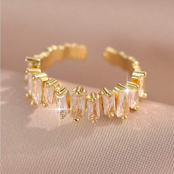 Baguette Cubic Zirconia Gold Plated Ring - Picture 6 of 7